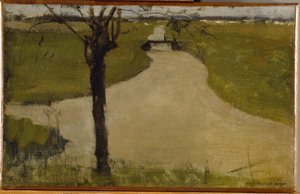 Zanja de Riego con Sauce Joven, Boceto al Óleo II, 1900